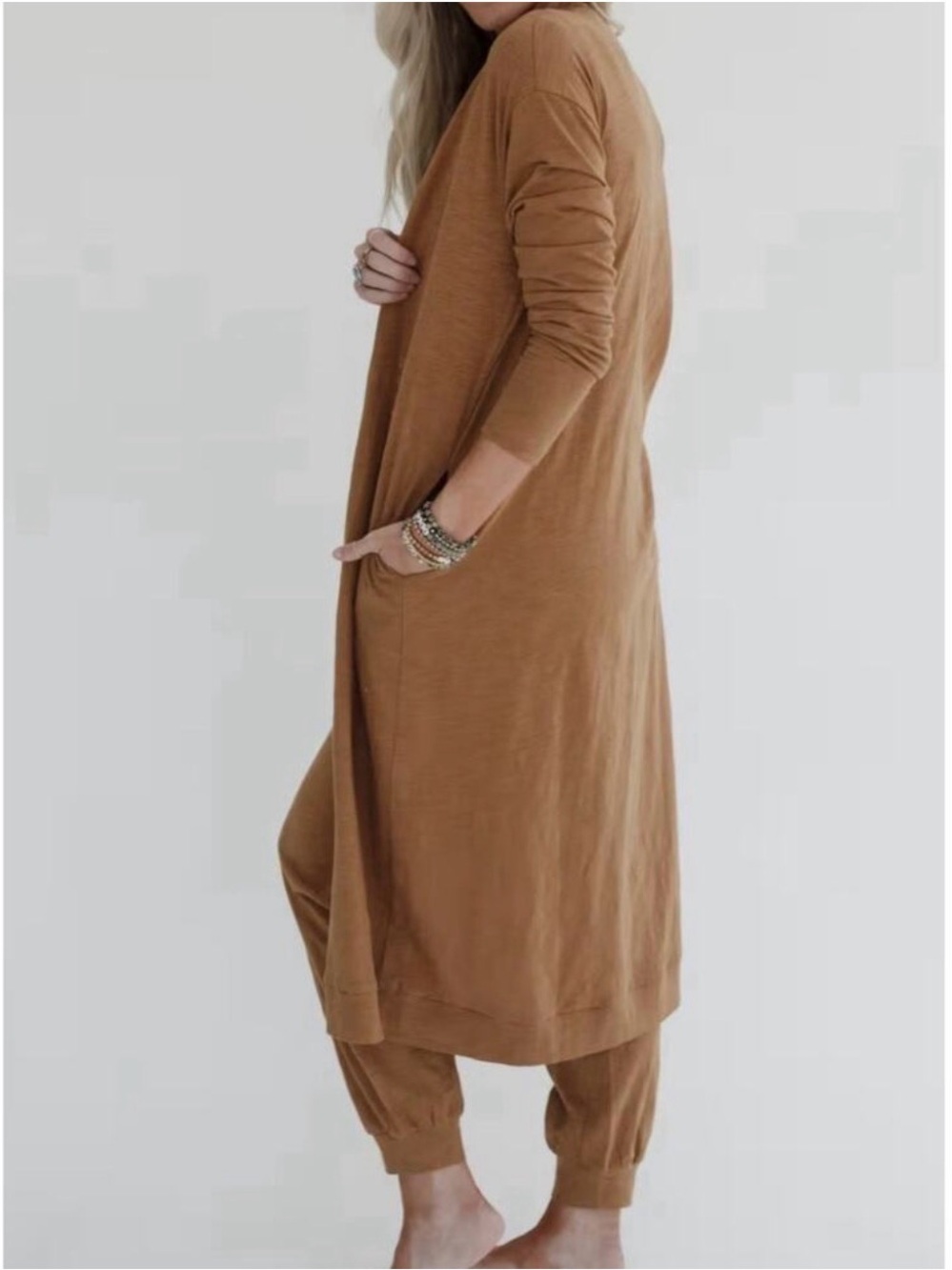 Three Bird Nest Long Cardigan Duster Size XL Textured Cotton